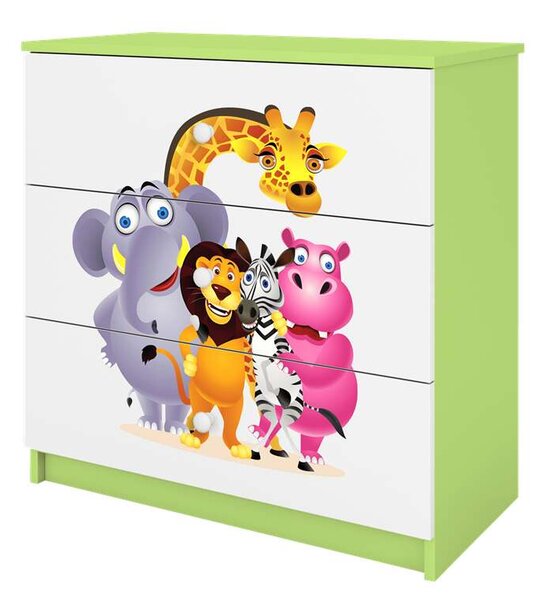 Babydreams zöld állatkerti komód