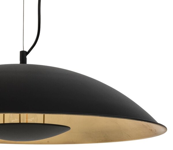 Lindby Emilienne függőlámpa, fekete, arany színű, Ø 60 cm, dimmelhető, Fekete, Nappali / Étkező, fém, Modern