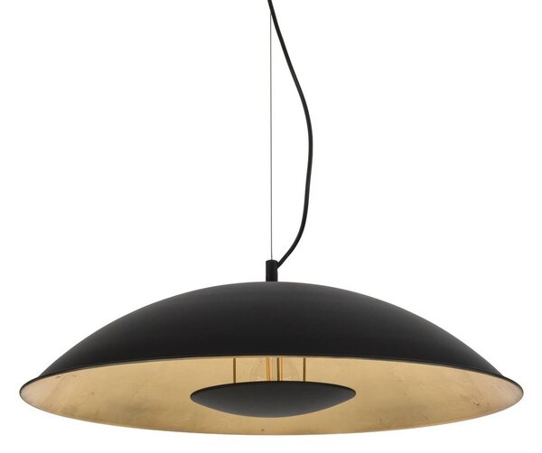 Lindby Emilienne függőlámpa, fekete, arany színű, Ø 60 cm, dimmelhető, Fekete, Nappali / Étkező, fém, Modern