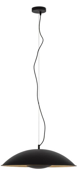 Lindby Emilienne függőlámpa, fekete, arany színű, Ø 60 cm, dimmelhető, Fekete, Nappali / Étkező, fém, Modern