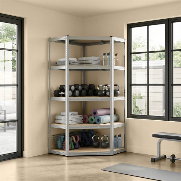 SONGMICS fém sarokpolc, 5 szintes, 875 kg teherbírás, 180 x 90 x 90 cm