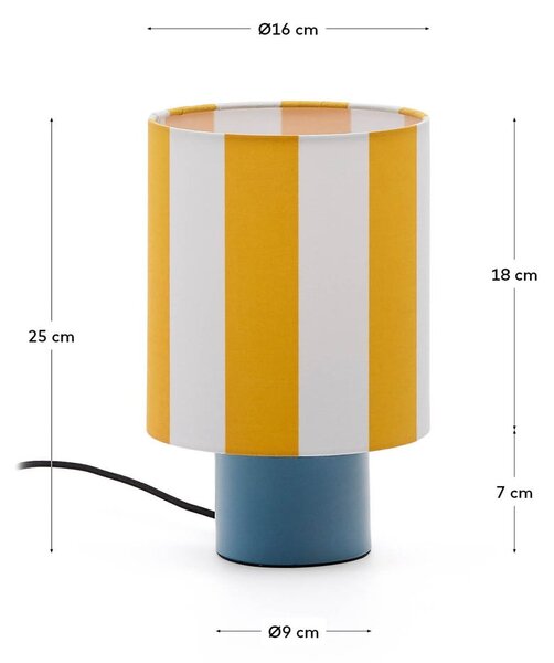 Sárga-kék asztali lámpa textil búrával (magasság 25 cm) Ciral – Kave Home