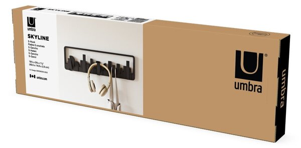 Fekete műanyag fali fogas Skyline – Umbra