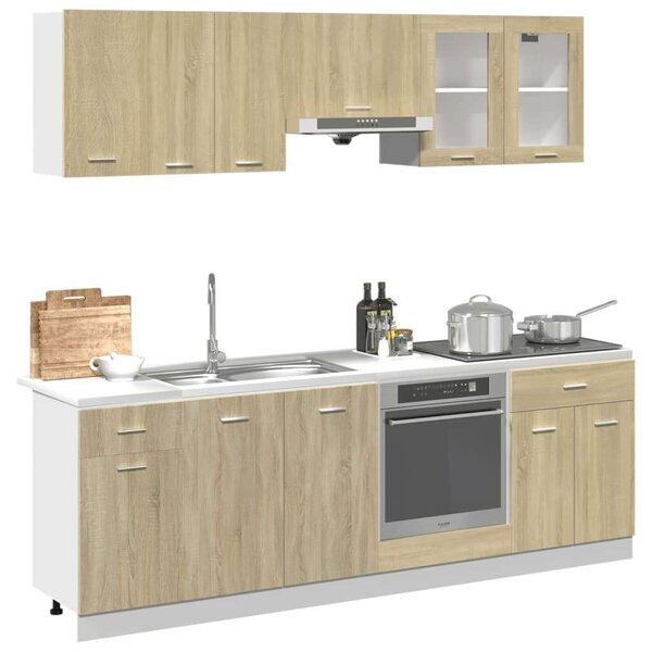 VidaXL 8 részes sonoma tölgy színű szerelt fa konyhaszekrény garnitúra
