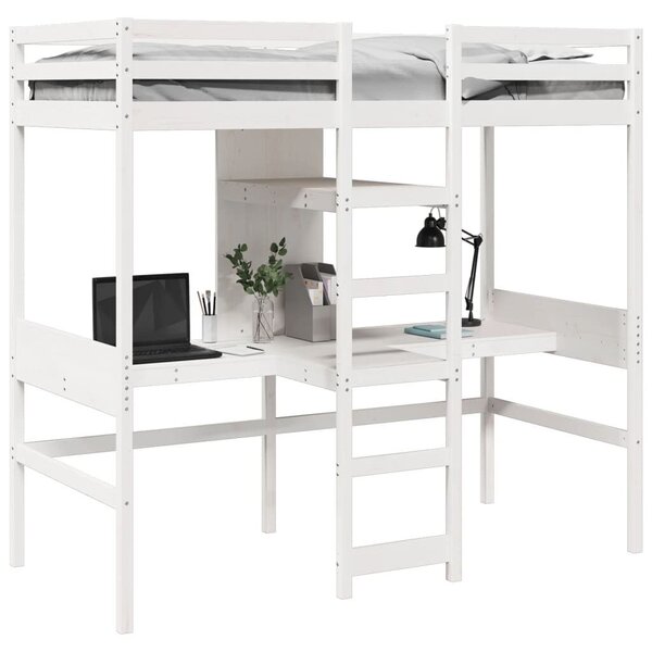 VidaXL fehér tömör fenyő galériaágy-keret matrac nélkül 80 x 200 cm