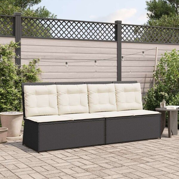 VidaXL Dönthető Kerti Pad - Polyrattan - Fekete - 108cm