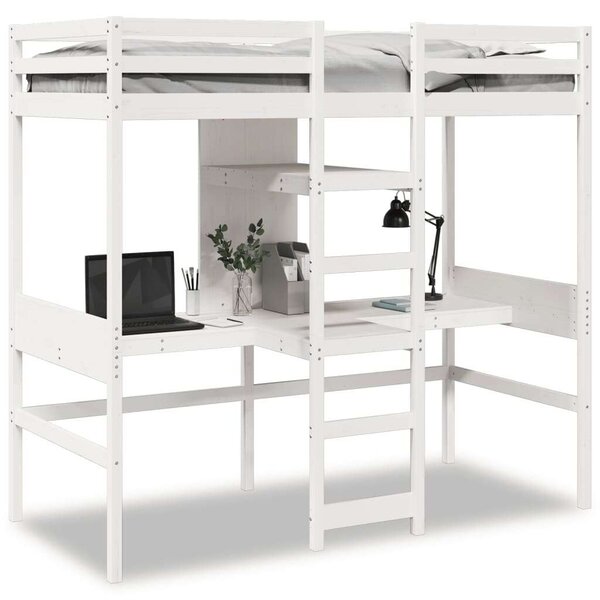 VidaXL fehér tömör fenyő galériaágy-keret matrac nélkül 75 x 190 cm