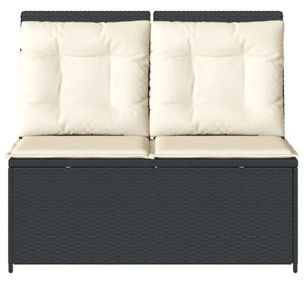 VidaXL Dönthető Kerti Pad - Polyrattan - Fekete - 108cm