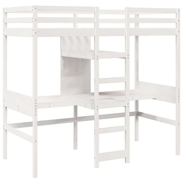VidaXL fehér tömör fenyő galériaágy-keret matrac nélkül 75 x 190 cm