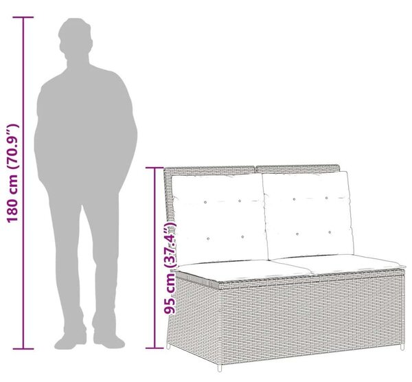 VidaXL Dönthető Kerti Pad - Polyrattan - Fekete - 108cm