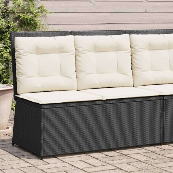 VidaXL Dönthető Kerti Pad - Polyrattan - Fekete - 108cm