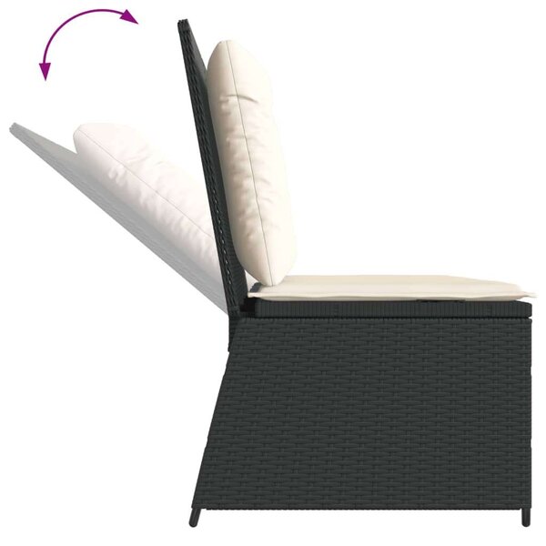 VidaXL Dönthető Kerti Pad - Polyrattan - Fekete - 108cm