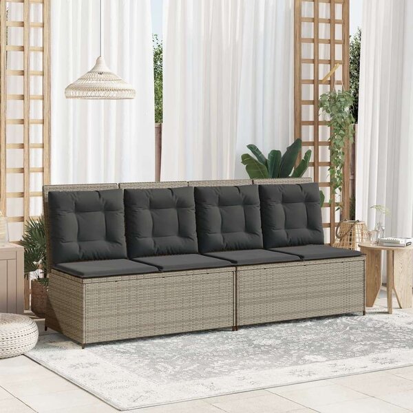 VidaXL világosszürke polyrattan dönthető kerti pad párnával