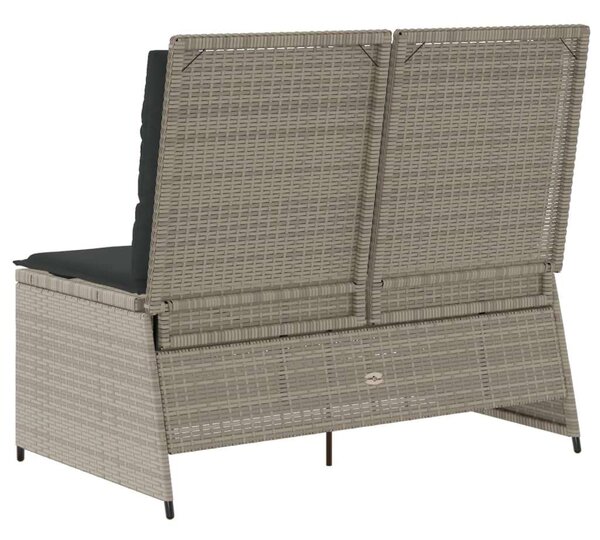 VidaXL világosszürke polyrattan dönthető kerti pad párnával