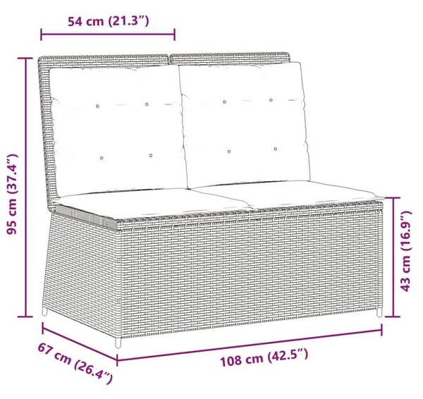 VidaXL világosszürke polyrattan dönthető kerti pad párnával
