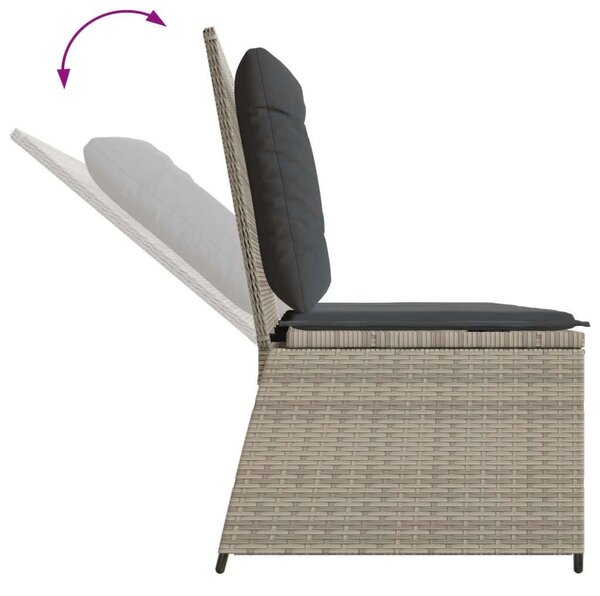 VidaXL világosszürke polyrattan dönthető kerti pad párnával