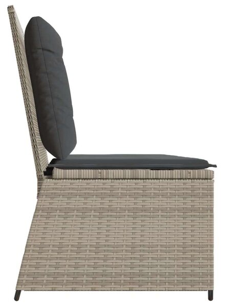 VidaXL világosszürke polyrattan dönthető kerti pad párnával