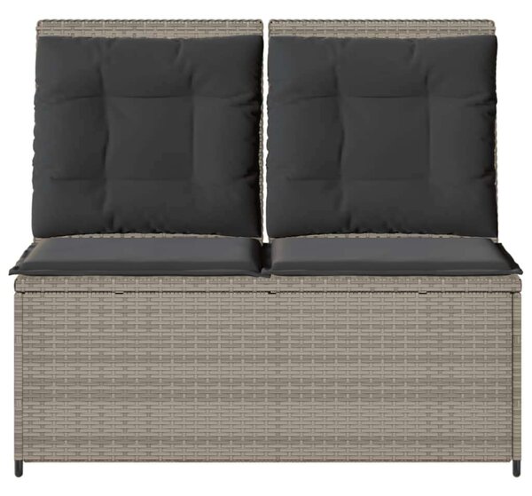 VidaXL világosszürke polyrattan dönthető kerti pad párnával