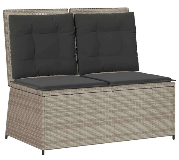VidaXL világosszürke polyrattan dönthető kerti pad párnával