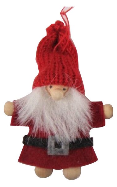 Piros ruhás textil mikulás akasztóval 9 cm
