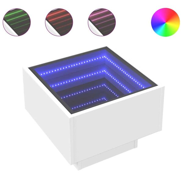 VidaXL LED-es Tükör Asztalka - Fehér - 40x40x30 cm