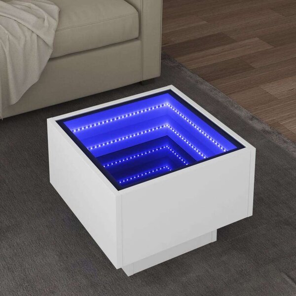 VidaXL LED-es Tükör Asztalka - Fehér - 40x40x30 cm