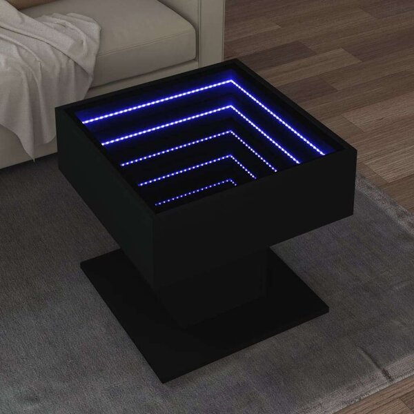 VidaXL LED Dohányzóasztal - Fekete - 50x50x45 cm