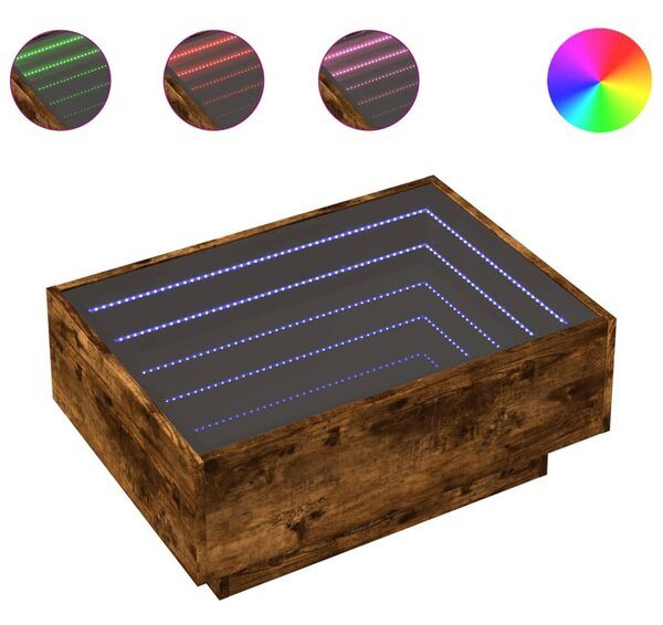 VidaXL LED-es Dohányzóasztal - Füstös Tölgy - 70x50x30 cm