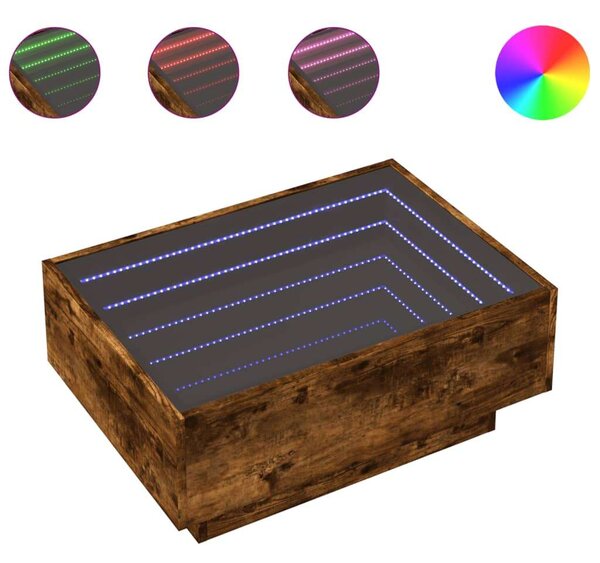 VidaXL LED-es Dohányzóasztal - Füstös Tölgy - 70x50x30 cm