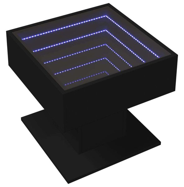 VidaXL LED Dohányzóasztal - Fekete - 50x50x45 cm