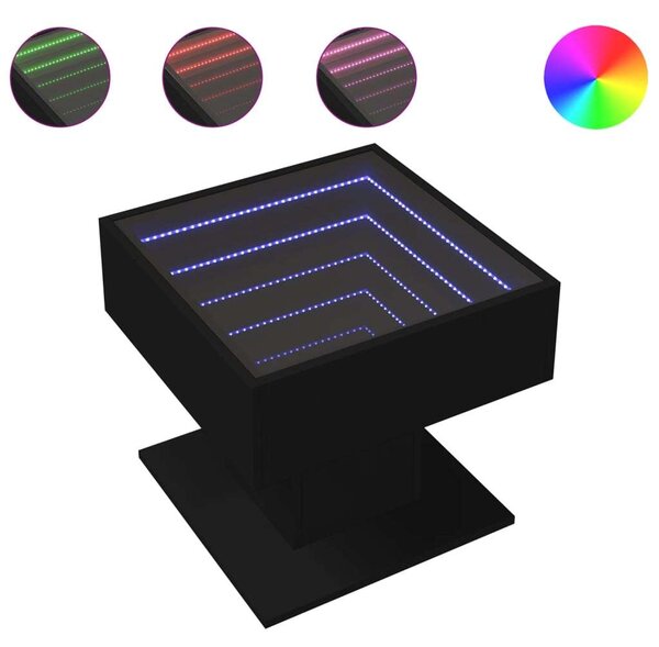 VidaXL LED Dohányzóasztal - Fekete - 50x50x45 cm