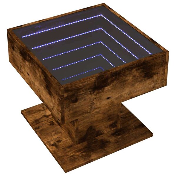 VidaXL LED-es Dohányzóasztal - Füstös Tölgy - 50x50 cm