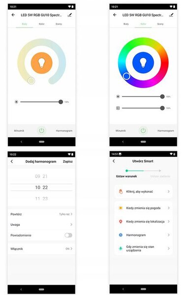 SMART izzó LED 5W GU10 WIFI RGB 510lm