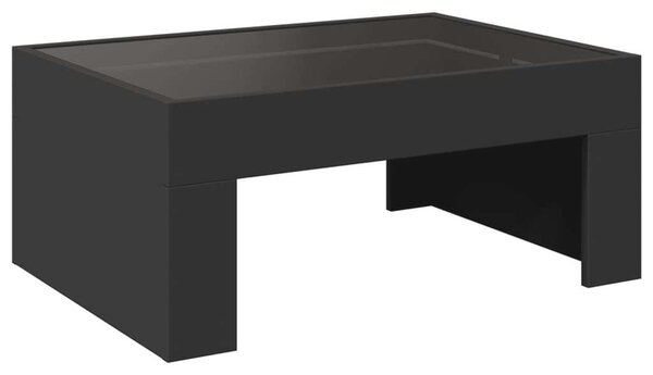LED Dohányzóasztal - Végtelen Tükör - Fekete - 70x50x30 cm