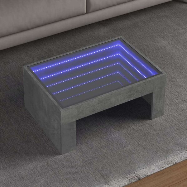 VidaXL LED-es Dohányzóasztal - Végtelen Tükör - 70x50x30 cm