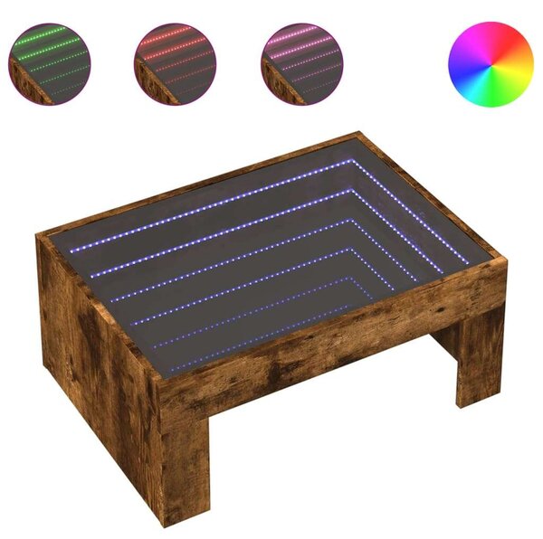 VidaXL LED Dohányzóasztal - Tükörlap - 70x50x30 cm