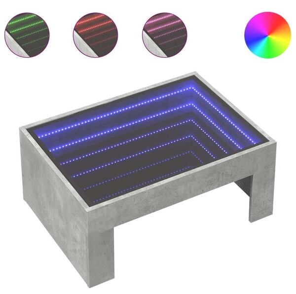 VidaXL LED-es Dohányzóasztal - Végtelen Tükör - 70x50x30 cm