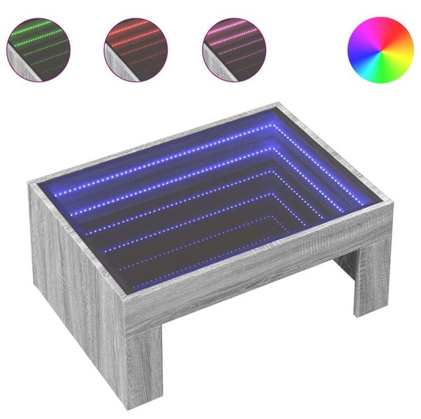 VidaXL LED Dohányzóasztal - Végtelen Tükör - 70x50x30 cm