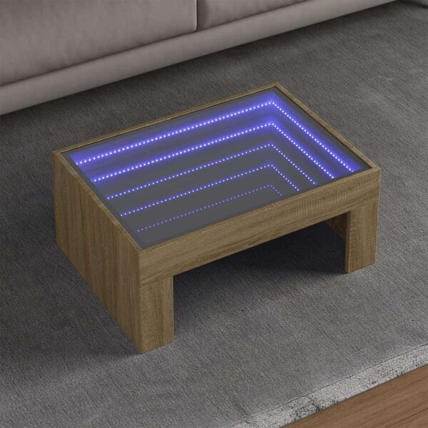 VidaXL LED Dohányzóasztal - Végtelen Tükör - 70x50x30 cm