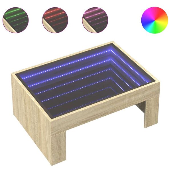 VidaXL LED Dohányzóasztal - Végtelen Tükör - 70x50x30 cm