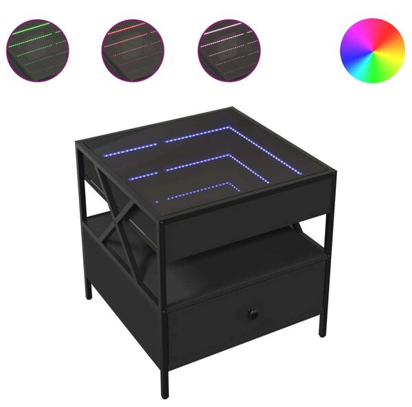 VidaXL LED Dohányzóasztal - Fekete - 50x50x51 cm