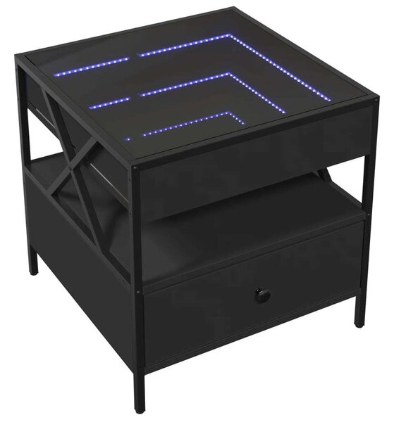 VidaXL LED Dohányzóasztal - Fekete - 50x50x51 cm