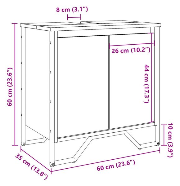 VidaXL fekete szerelt fa fürdőszobai mosdószekrény 60 x 35 x 60 cm
