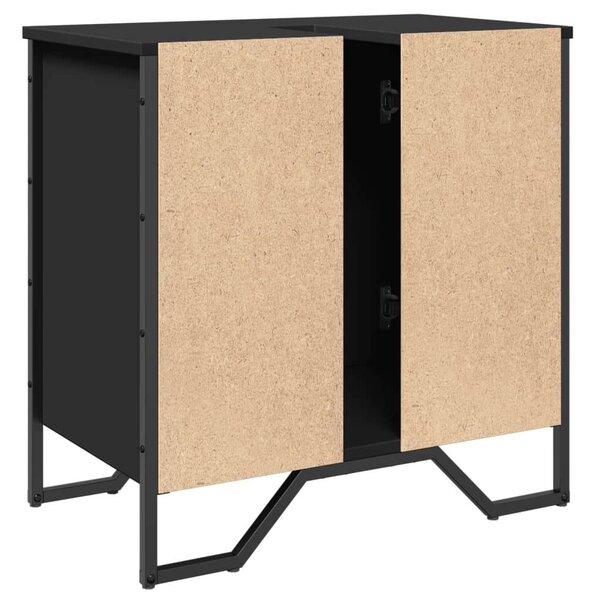 VidaXL fekete szerelt fa fürdőszobai mosdószekrény 60 x 35 x 60 cm