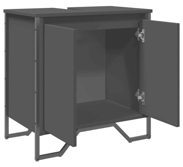 VidaXL fekete szerelt fa fürdőszobai mosdószekrény 60 x 35 x 60 cm