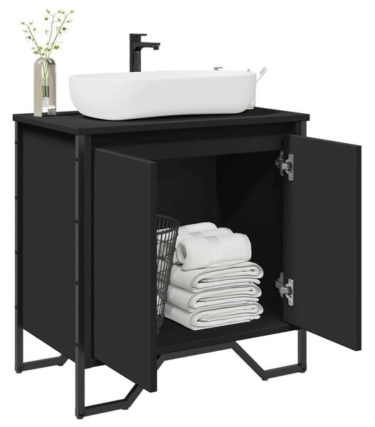 VidaXL fekete szerelt fa fürdőszobai mosdószekrény 60 x 35 x 60 cm