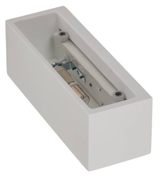 Lindby Tjada fali lámpa, 22 cm, fehér, vakolat, G9, festhető, dimmelhető, Fehér / opál, Nappali / Étkező, Gipsz / agyag, Modern
