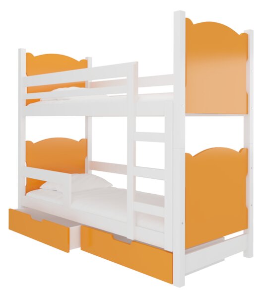 BALADA emeletes ágy, 180x75, fehér/narancs