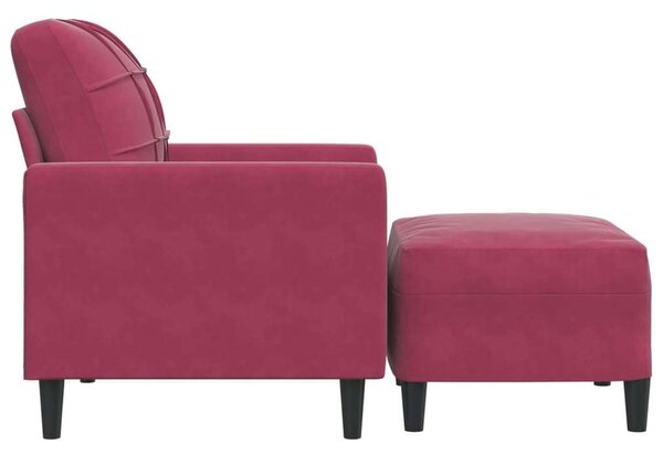 VidaXL bordó bársony kanapéfotel lábtartóval 60 cm