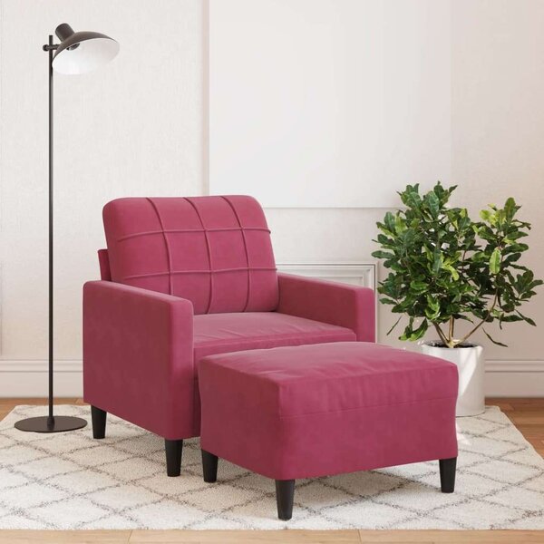 VidaXL bordó bársony kanapéfotel lábtartóval 60 cm